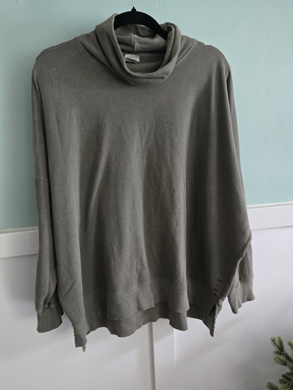 PINK Victoria's Secret, washed green oversized cowl neck pullover sweater size L